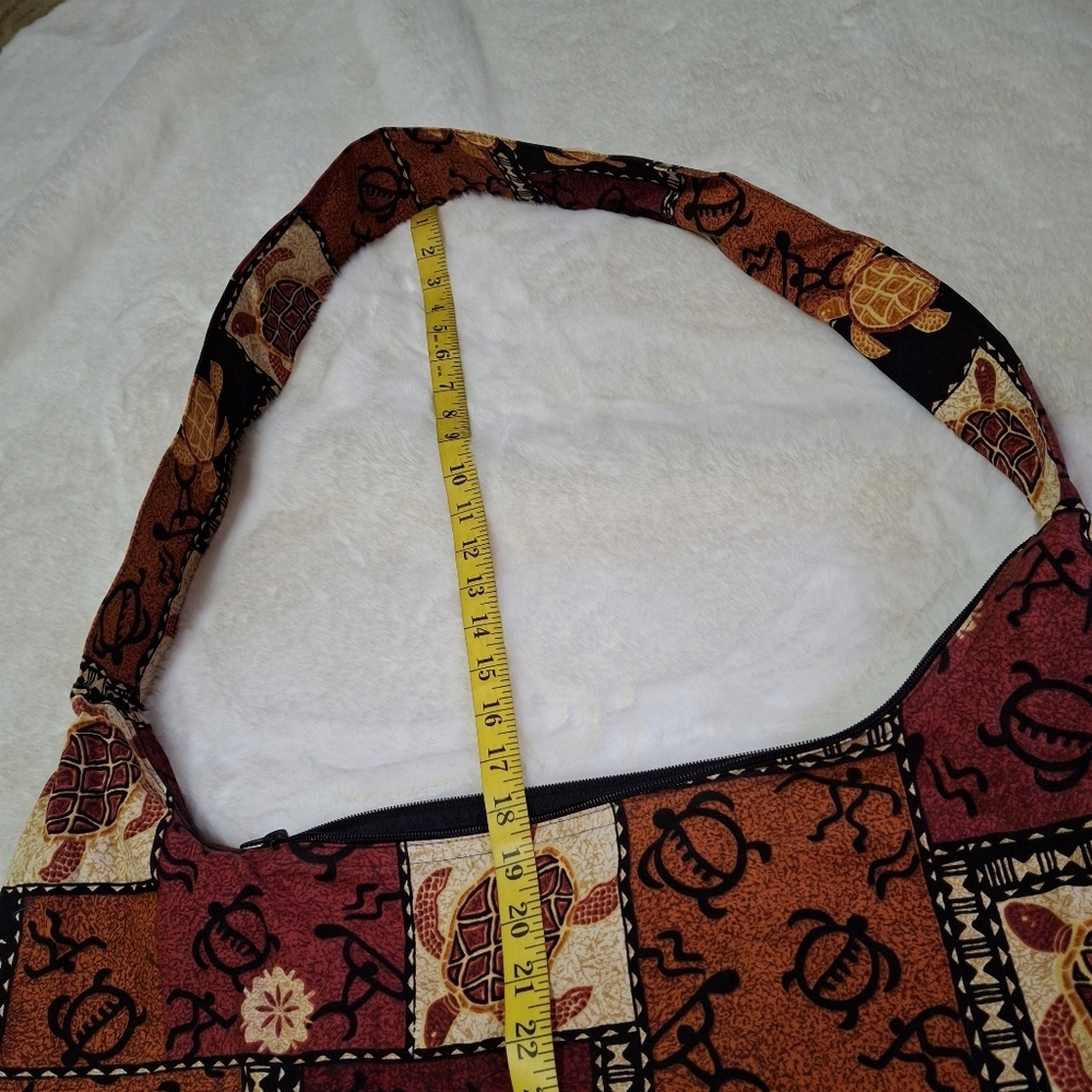 Hobo-style Sea Turtle Fabric Brown Large Crossbody Shoulder Bag  Made In Hawaii - Picture 14 of 16